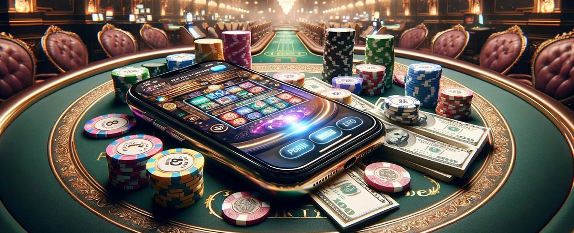 Player engaged in secure online gaming with responsible gaming tools, gold and blue theme